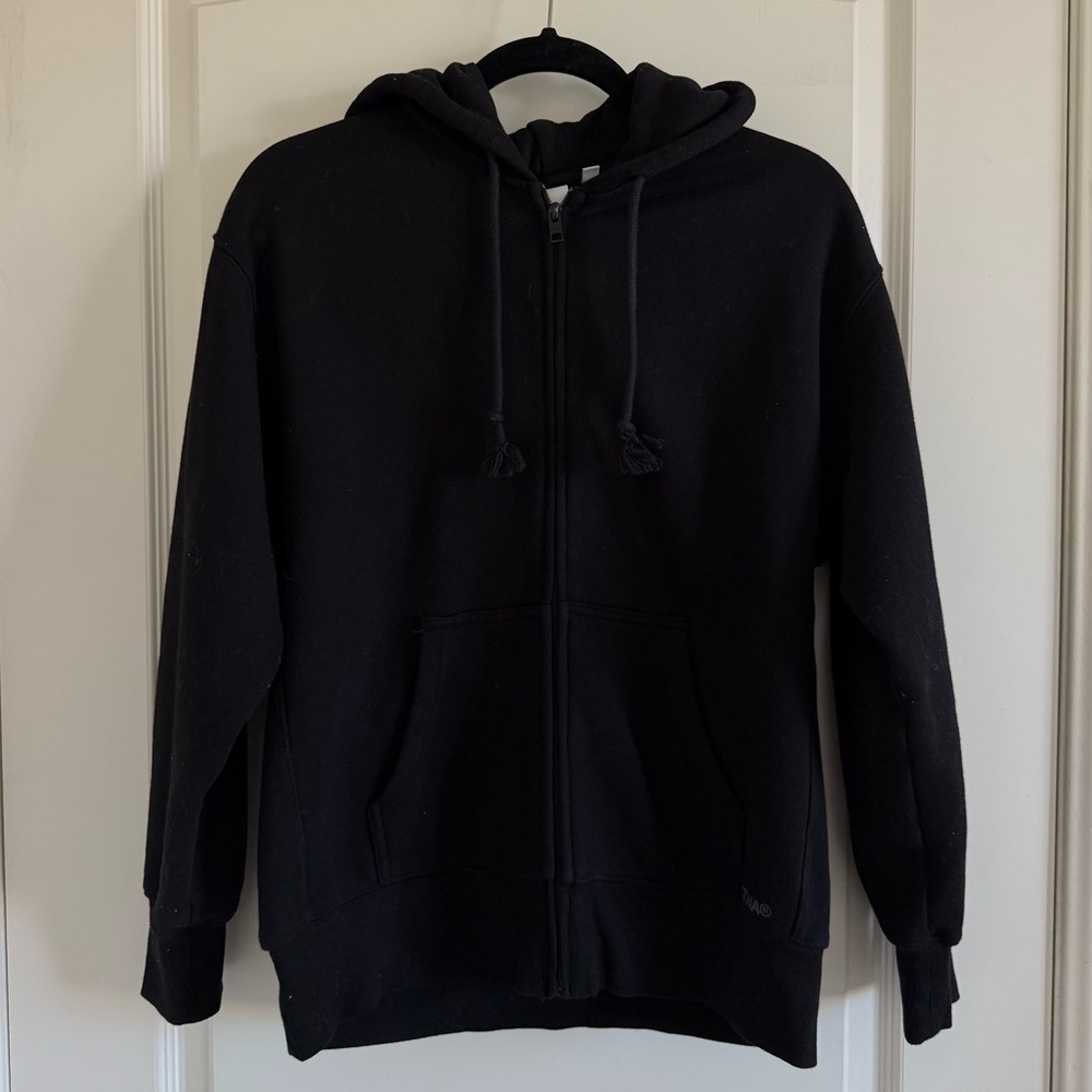 TNA Black Sweatfleece Boyfriend Fit Jacket.